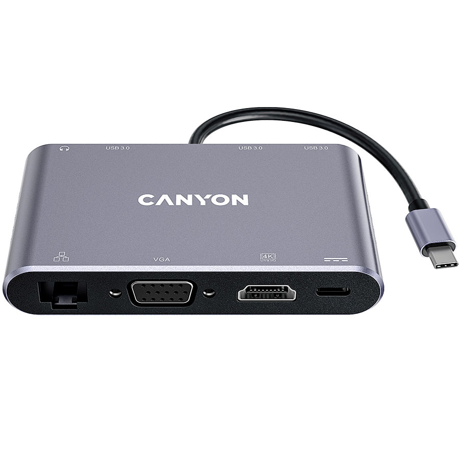 Hub USB Canyon DS-14 8in1 4k USB-C Dark Grey