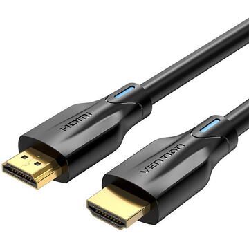 Cablu video Vention, HDMI(T) la HDMI(T), 1.5m, rezolutie maxima 8K la 60Hz/4K la 120Hz, conectori auriti, cupru/argint, invelis PVC, Negru