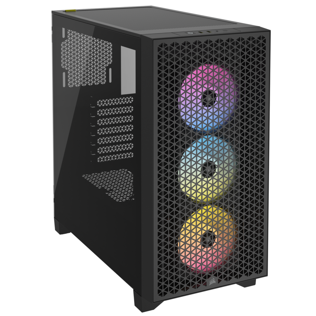 Carcasa Corsair 3000D RGB Mid-Tower, ATX, fara sursa, 3 ventilatoare AR120 RGB Series incluse, negru