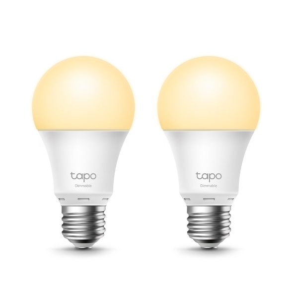 Pachet 2 becuri LED inteligente Tapo L510E(2-pack), Wi-Fi, E27, 8.7W (60W), lumina calda (2700K), compatibil Amazon Alexa si Google Assistant, reglarea intensității luminii, clasa energetica F