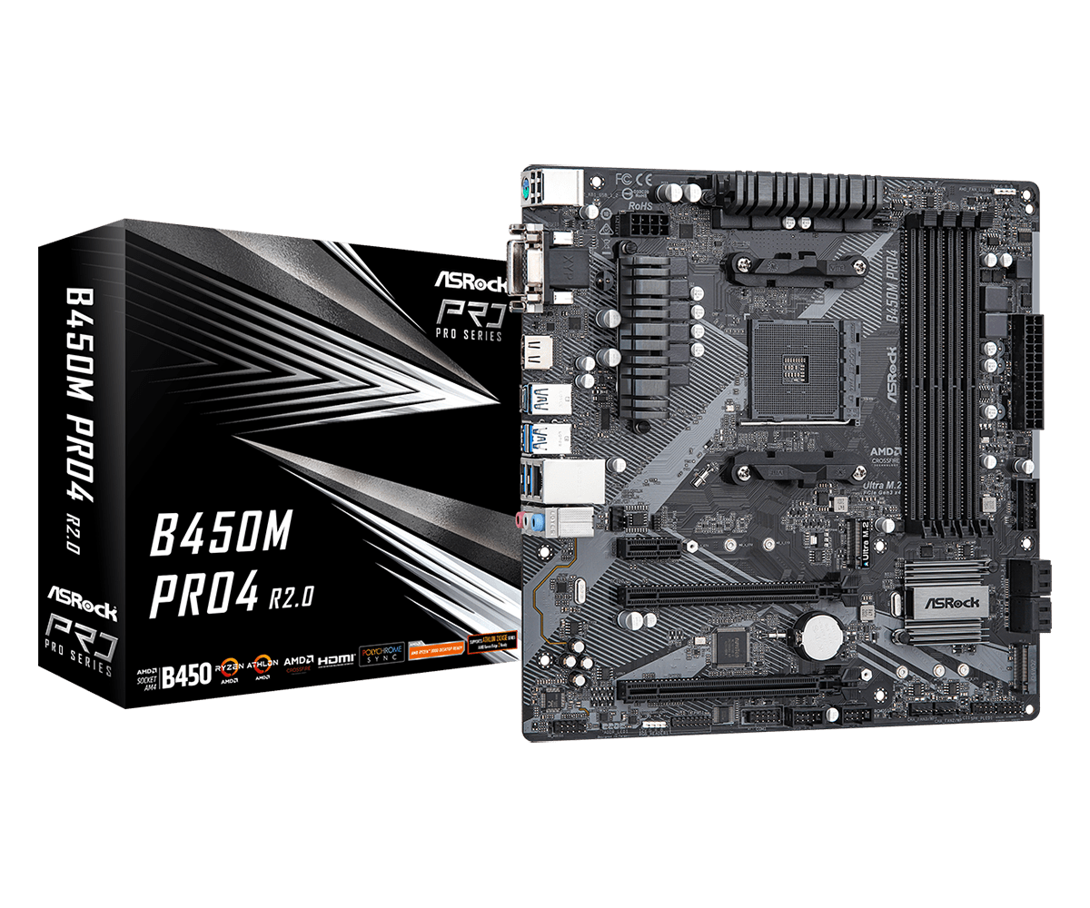 Placa de baza ASRock B450M PRO4 R2.0, socket AM4 1 Placa de baza ASRock B450M PRO4 R2.0, socket AM4
