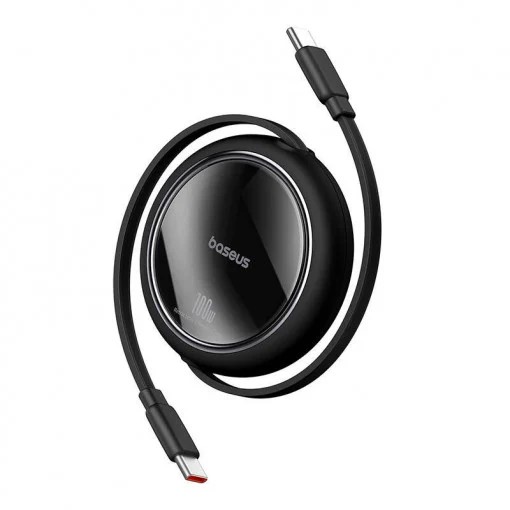 Cablu Baseus Free2Draw Mini, Retractabil, USB-C la USB-C, 100W, 1m, Negru