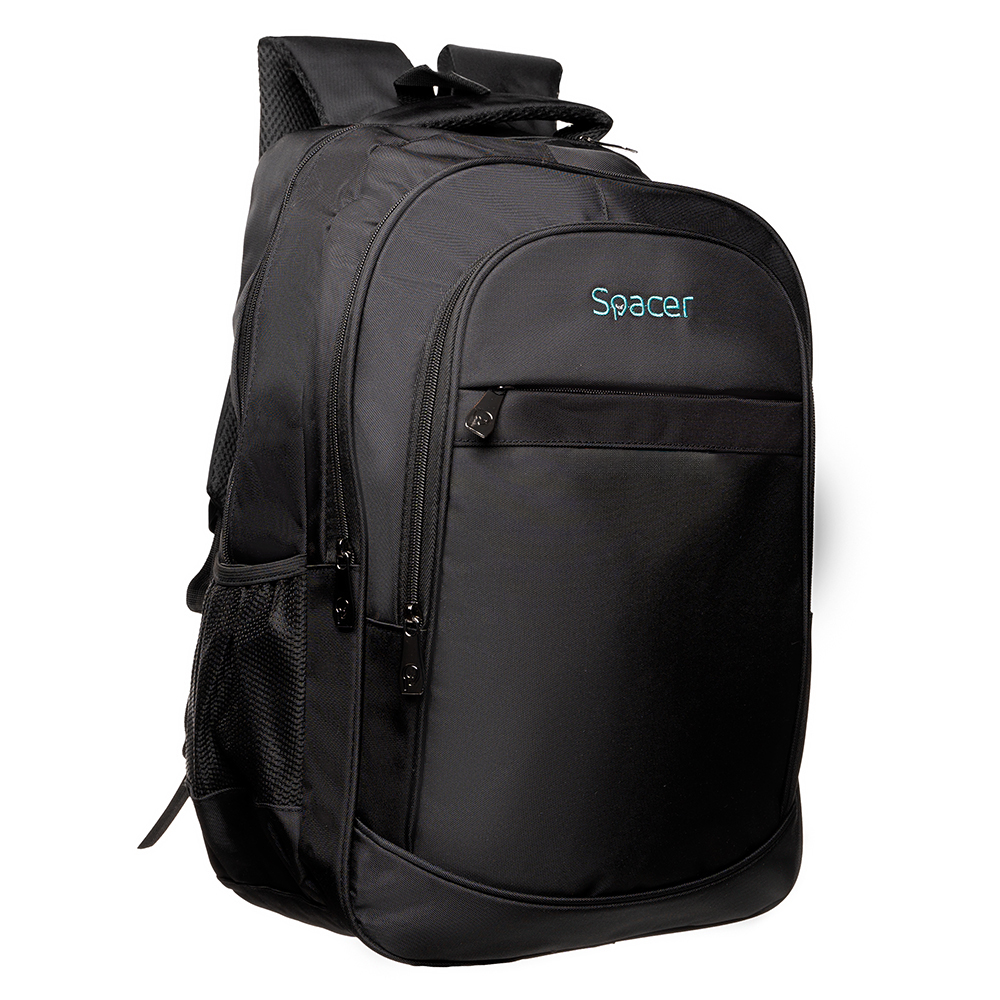 Rucsac Chicago pentru notebook, Spacer, 17″, 3 compartimente, buzunar frontal, buzunar lateral x 2, 2 manere, waterproof, poliester, negru