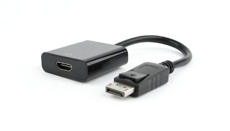 Cablu video Gembird DisplayPort (T) la HDMI (M), 10cm, rezolutie maxima Full HD la 60Hz, Negru, AB-DPM-HDMIF-002