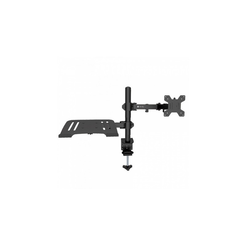 Suport brat de birou pentru monitor, 13-32 inch si raft pentru laptopuri, Negru, Techly, ICA-LCD 174NB