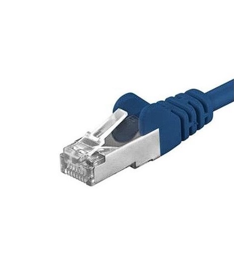 Cablu Patchcord SFTP RJ45-RJ45 Cat.6A, 0.5m, albastru, cupru integral, 26AWG