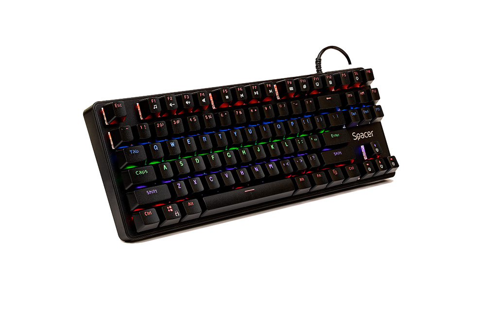 Tastatura mecanica Immortal, Spacer, USB, switch-uri mecanice albastre, 50 mil. apasari, 87 taste, anti-ghosting 26 taste, anti-spill,negru