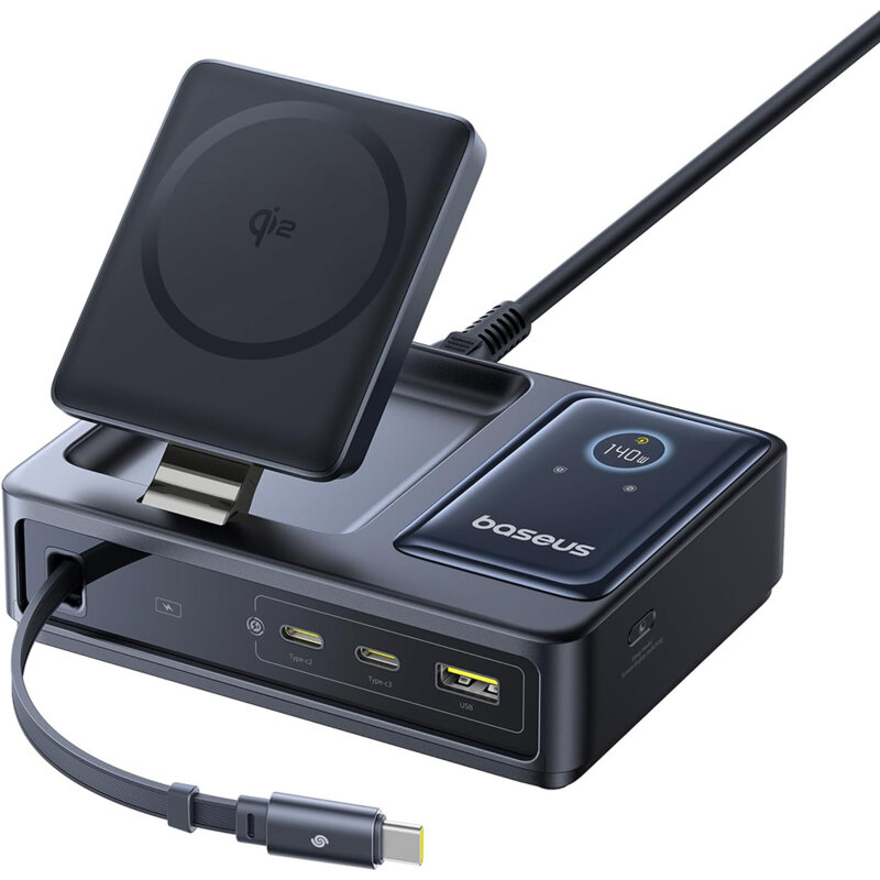 Statie pentru Incarcare fara Fir 5in1, 140W – Baseus Nomos (P10170902123-00) – Black