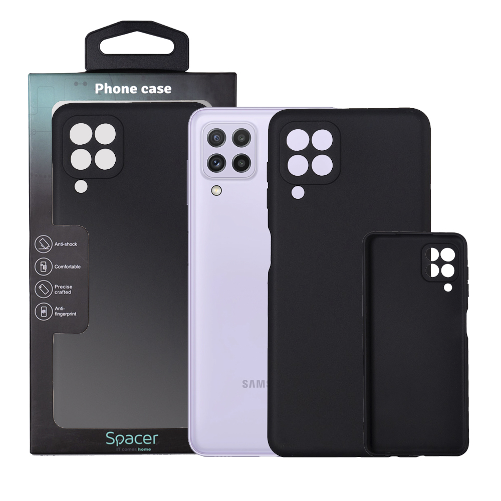 Husa de protectie Spacer pentru Samsung Galaxy A22 4G, material flexibil TPU, Negru