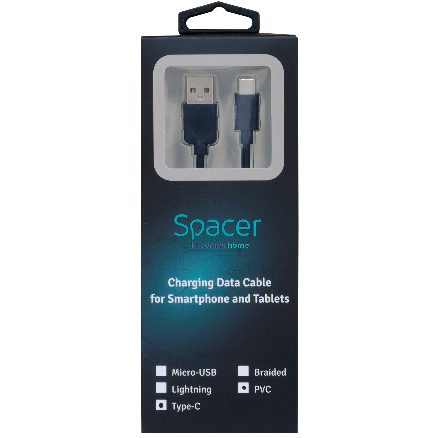 Cablu de date Spacer, USB 3.0 (T) la Type-C (T), PVC 2.1A, retail pack, 1m, Negru 2 Cablu de date Spacer, USB 3.0 (T) la Type-C (T), PVC 2.1A, retail pack, 1m, Negru - imagine 2