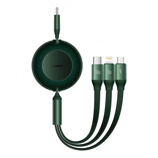 Cablu de date 3 in 1, Baseus, Micro USB/Lightning, 100W, 1.1m, Verde