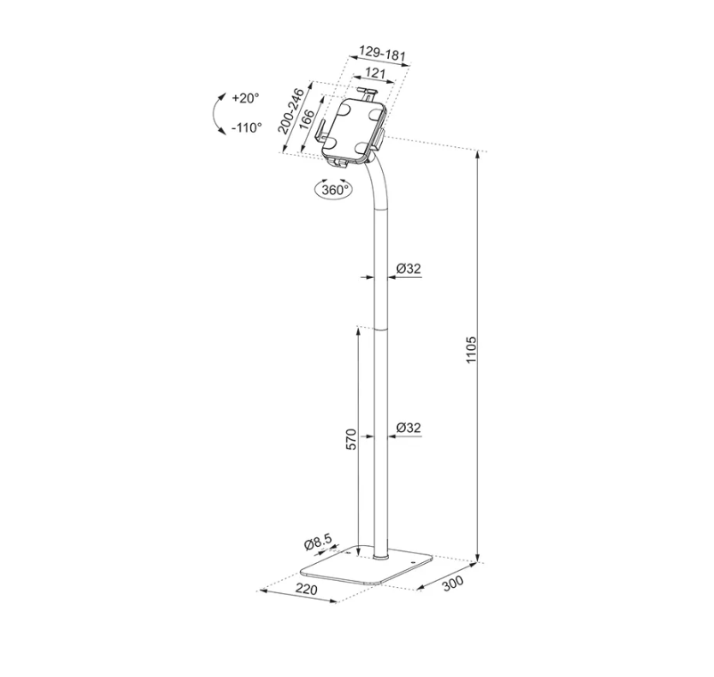 Stand universal pentru tablete, NeoMounts, Newstar FL15-625WH, 7.9-11", Alb 2 Stand universal pentru tablete, NeoMounts, Newstar FL15-625WH, 7.9-11", Alb - imagine 2