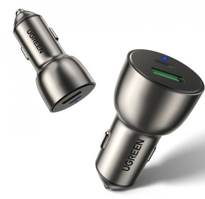 Incarcator auto Ugreen, CD213 1 x USB Output 5V/3A si 1 x USB Type-C Output 5V/3A, total output 42.5W, pt. bricheta auto, albastru
