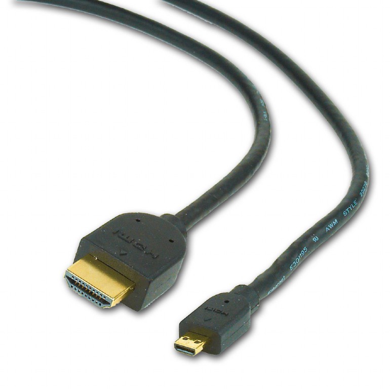 Cablu video Gembird adaptor HDMI (T) la Micro-HDMI (T), 3m, conectori auriti, Negru, CC-HDMID-10