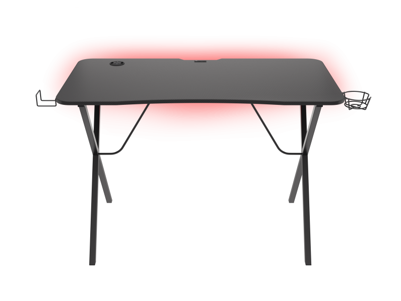 Birou gaming Genesis Holm 200, material MDF, 3 porturi USB 3.0, iluminare RGB, management cabluri, Negru