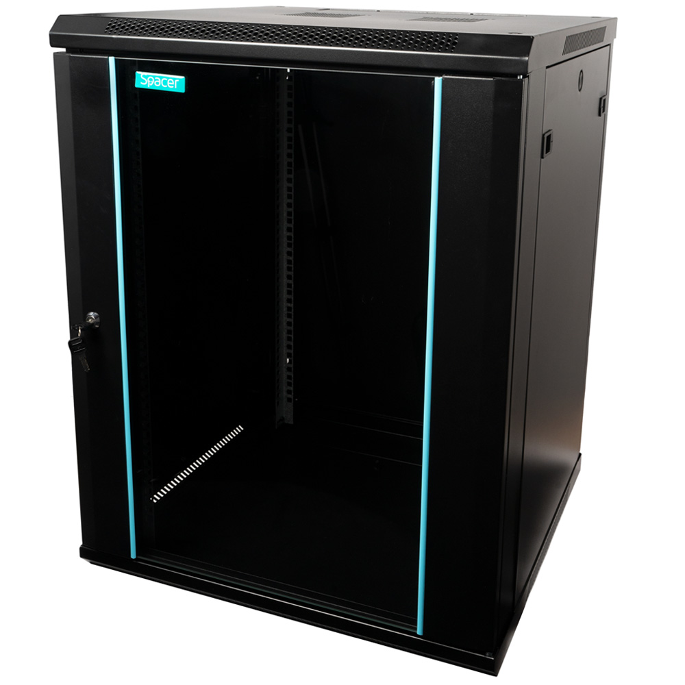 CABINET 19″ SPACER 15U 600x600mm, fixare pe perete, Flatpack (dezasamblat)