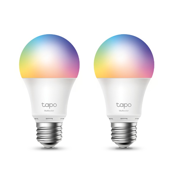 Pachet 2 becuri LED RGB inteligente TP-Link Tapo L530E, Wi-Fi, E27, 8.7W (60W), 806 lm, lumina colorata, control vocal, compatibil Amazon Alexa si Google Assistant, clasa energetica F