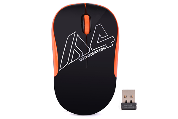 Mouse optic wireless A4tech G3-300N V-Track, USB, Negru/Portocaliu