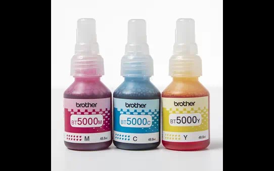 Set flacoane de cerneala Brother BT5000CLVAL, CMY, 3 x 5.000 pag, Ink Benefit DCP-T300/T500W/T700W