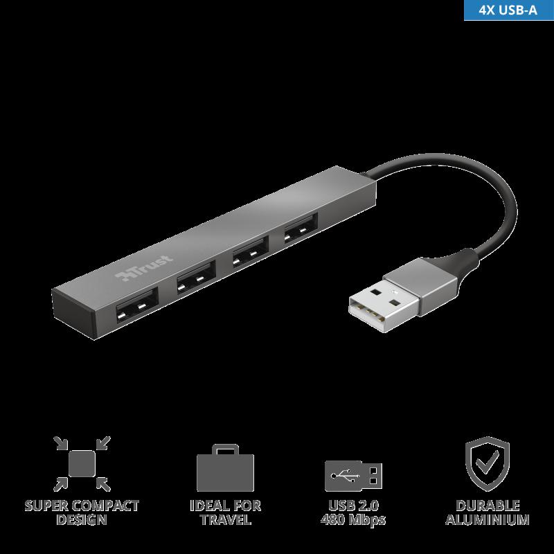 Adaptor Trust Halyx Aluminium, 4 porturi, Mini USB Hub 3 Adaptor Trust Halyx Aluminium, 4 porturi, Mini USB Hub - imagine 3