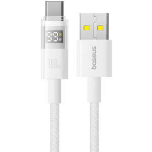 Cablu de Date cu Afisaj Digital, USB la Type-C, 100W, 2m – Baseus Display 2 (P10382701211-01) – Moon White
