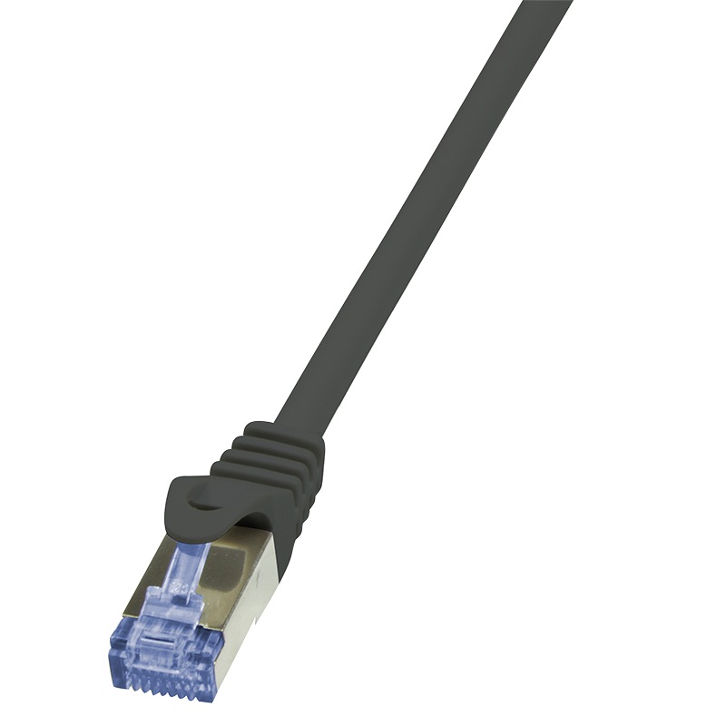 Cablu S/FTP LOGILINK Cat6a, LSZH, cupru, 0.25 m, negru, AWG26, dublu ecranat CQ3013S