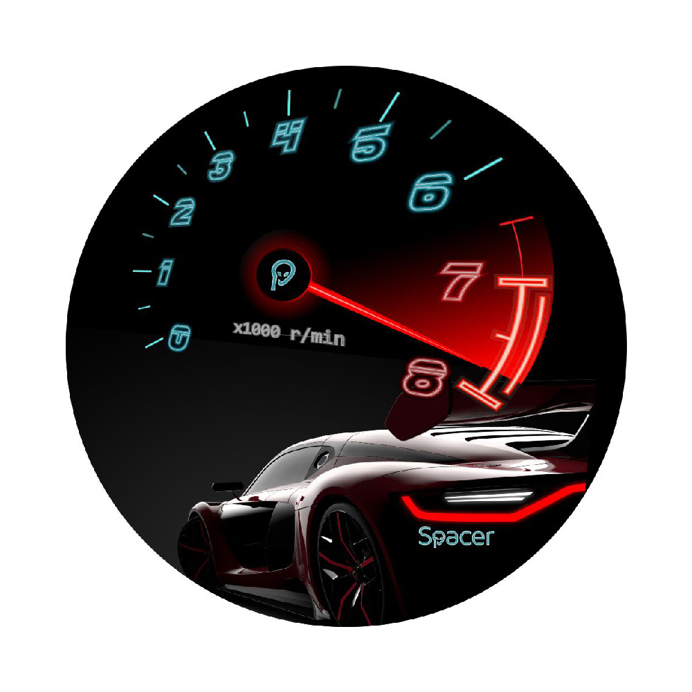 Covor pentru scaun gaming Spacer SPFP-SPEED-120, protectie parchet, cauciuc si material textil, 1200 x 3mm, rotund