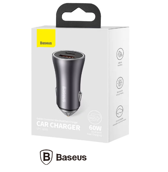 Incarcator auto, Baseus, USB + USB-C, 60 W, Gri 3 Incarcator auto, Baseus, USB + USB-C, 60 W, Gri - imagine 3