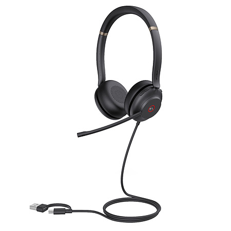 Casti PC Yealink UH37, conectivitate USB-C/A, microfon dual, noise cancellation, drivere 35mm, certificare Microsoft Teams