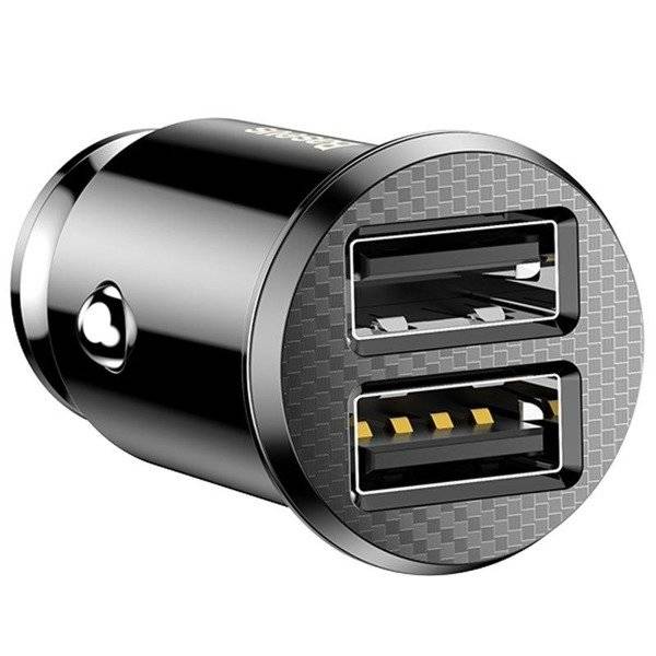 Incarcator autob Baseusb, 2 x USB, 5 V, 3.1 A, Negru