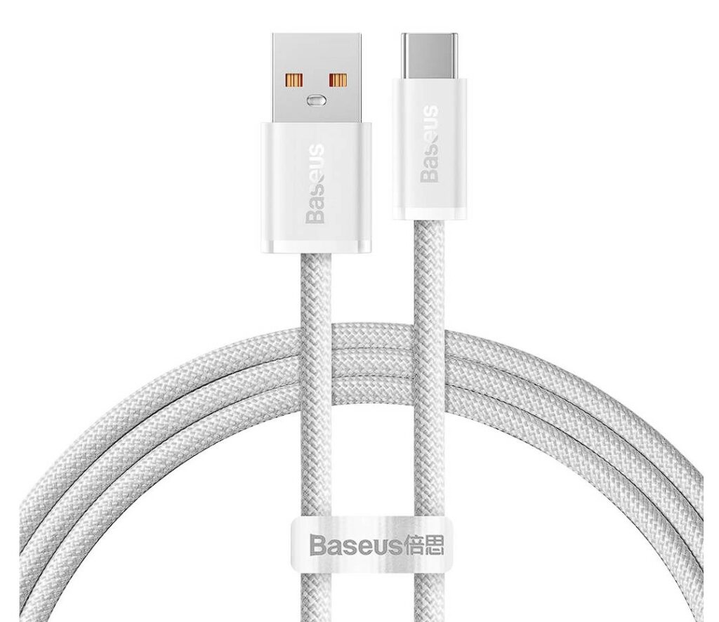 Cablu Baseus Dynamic Series, USB la USB-C, 100W, Fast Charging, 2m, Alb