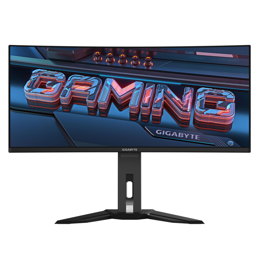 Monitor Gaming GIGABYTE MO34WQC2, OLED, 34″, WQHD, 3440 x 1440, DisplayPort, HDMI, Boxe, Curbat, 240Hz, 0.03 ms, Negru