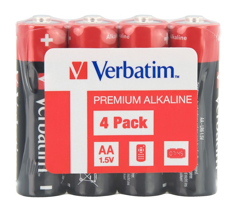 Baterii Verbatim, Alkaline, AA, 4 buc