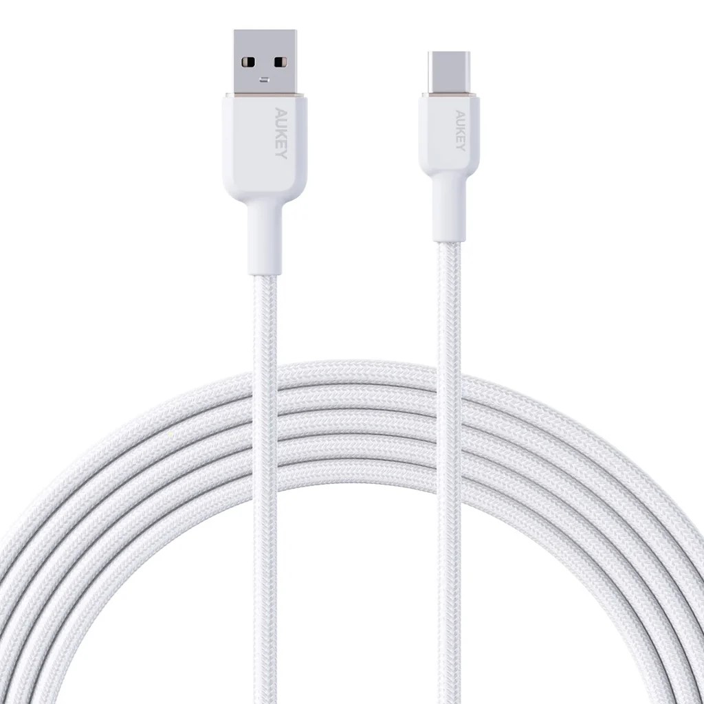 Cablu USB-A la USB-C Aukey, 60W, 1.8m, alb