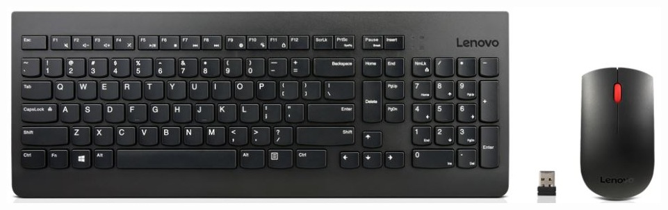 Kit tastatura + mouse wireless Lenovo Essential, Negru