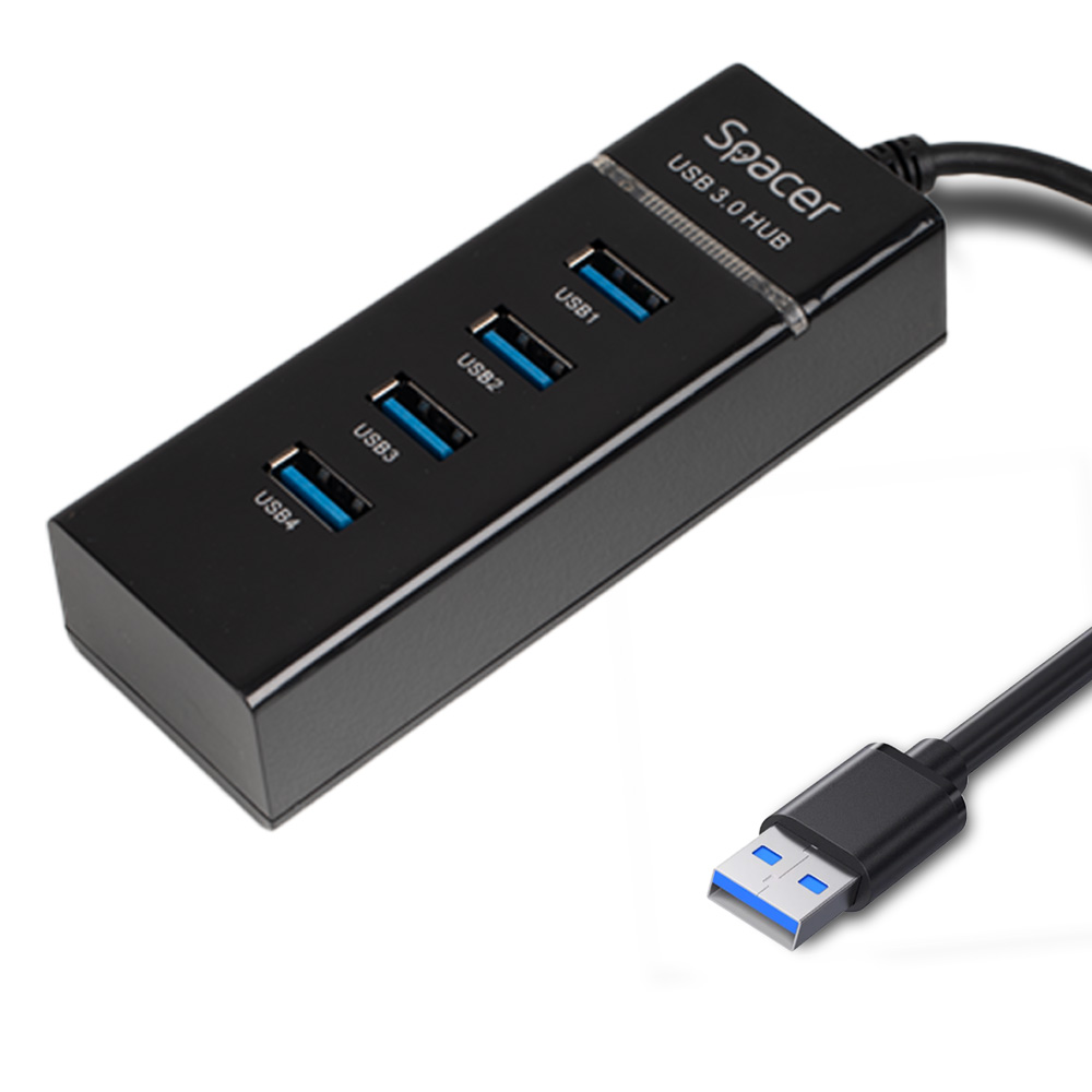 HUB USB SPACER SPH-4USB30-01, 4 porturi USB 3.0, negru