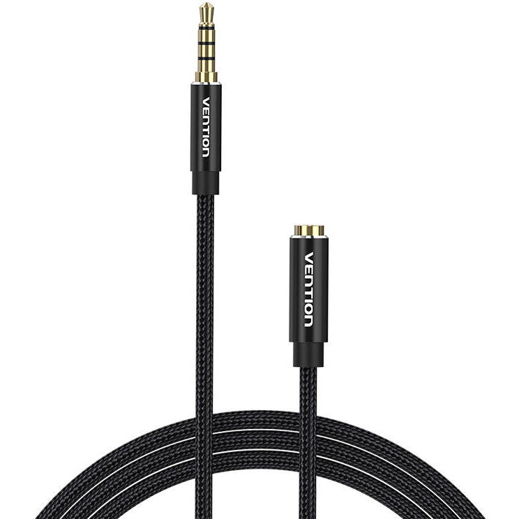 Cablu prelungitor audio TRRS 3,5 mm tata la 3,5 mm mama 2 m Vention BHCBH negru