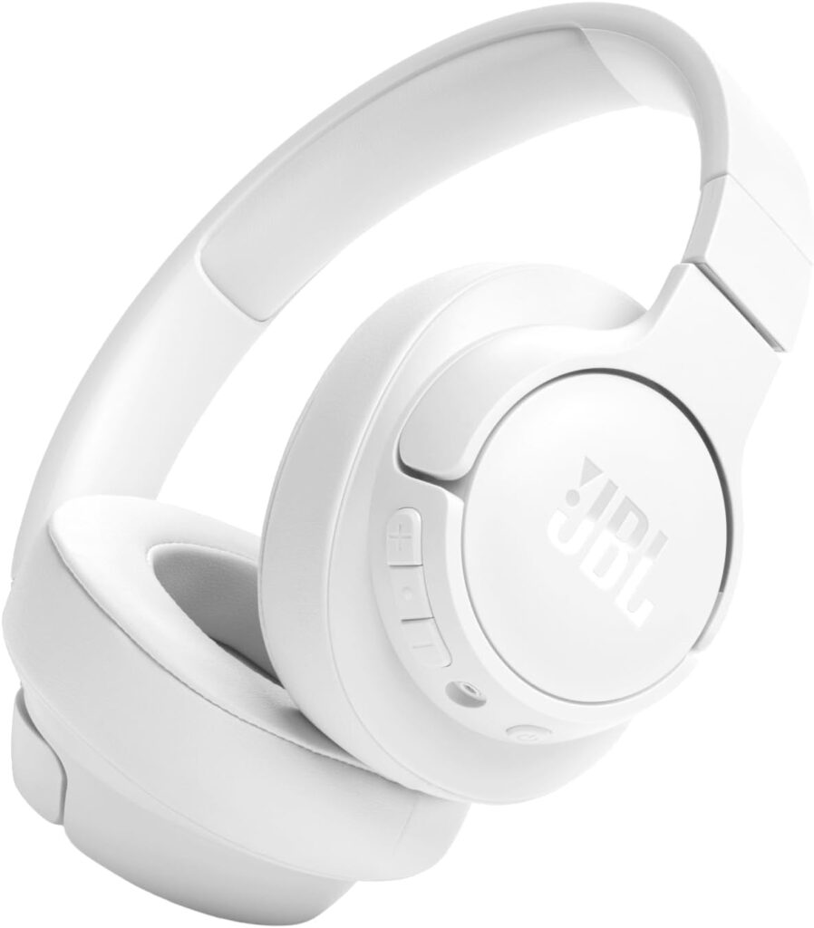 Casti audio wireless over-ear JBL Tune 720BT, JBL Pure Bass Sound, Bluetooth 5.3, Conexiune multi-point, Asistent vocal, Alb