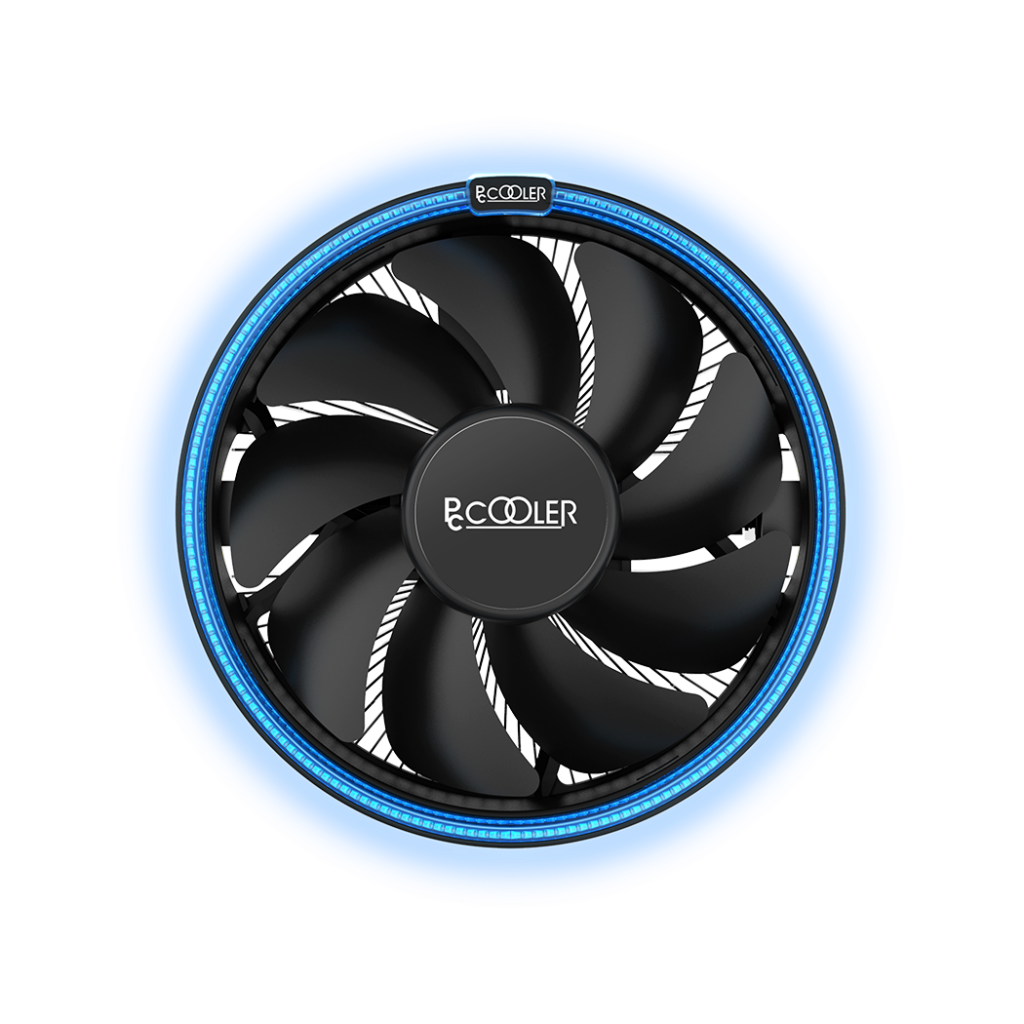 Cooler Pccooler, Socket Intel 115X, AMD AM4, AM3, AM3+, AM2, ventilator 120 mm, 1800 rpm, blue LED, TDP 92W