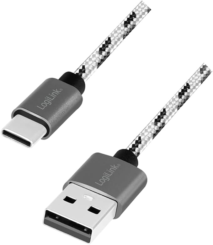 Cablu alimentare si date LOGILINK, pentru smartphone, USB 2.0 (T) la USB 2.0 Type-C (T), set de 3 cabluri: 0.5/1/2m, premium, cablu cu impletire din nylon, dublu ecranare, alb&negru