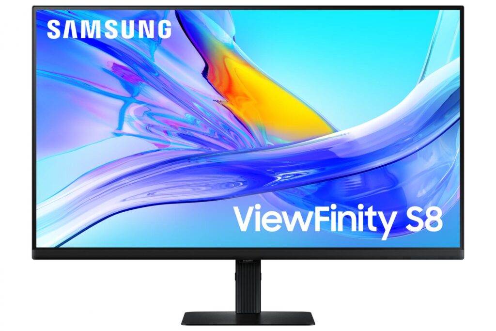 Monitor LED VA Samsung ViewFinity S8 32″, 4K UHD (3840×2160), 60Hz, 5ms, HDR10, 99% sRGB, USB Type-C, Retea Ethernet, KVM switch, Hub USB, HDMI, DIsplay Port, Pivot, negru