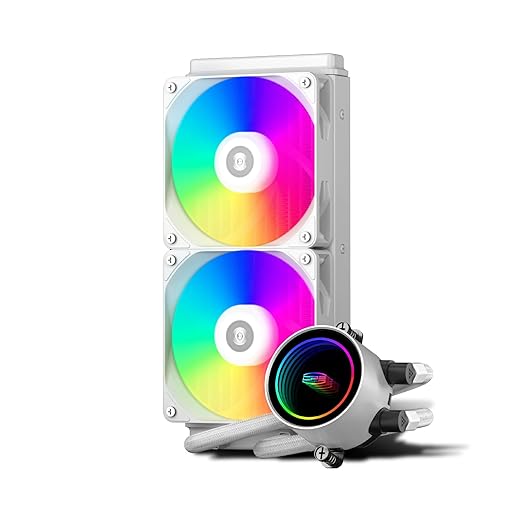 COOLER PCCooler „DA240 ARGB”, skt. Intel si AMD, racire cu lichid, 2 x 120mm, 500 – 1800 RPM, iluminare RGB adresabil, afisaj digital, alb „DA240 ARGB WH” (timbru verde 2.00 lei)