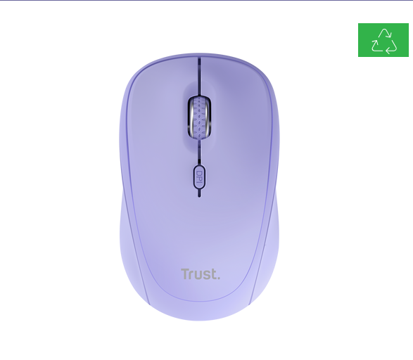 Mouse wireless Trust YVI+ MULTI-DEVICE, 800-1600 DPI, 3 butoane, RF 2.4GHz, 75% plastic reciclat,USB-A, Mov