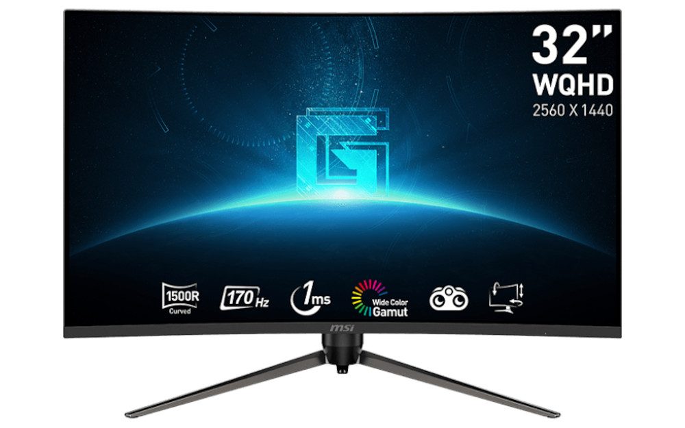 Monitor Gaming LED VA MSI 31.5″, WQHD (2560×1440), 170Hz, 1ms, Adaptive-Sync, Curved 1500R, Night Vision, 2x HDMI, Display Port, Jack, Pivot, negru