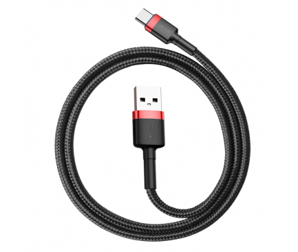 CABLU alimentare si date Baseus Cafule, Fast Charging Data Cable pt. smartphone, USB la USB Type-C 18W, 0.5m, rosu + negru „CATKLF-A91” (timbru verde 0.08 lei) – 6953156278172