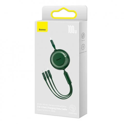 Cablu de date 3 in 1, Baseus, Micro USB/Lightning, 100W, 1.1m, Verde 3 Cablu de date 3 in 1, Baseus, Micro USB/Lightning, 100W, 1.1m, Verde - imagine 3