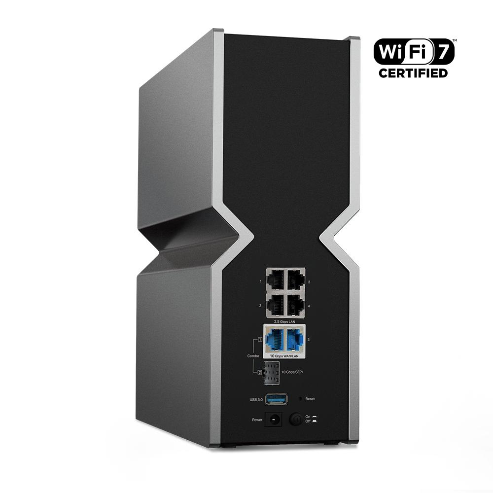 Router Wireless TP-Link Archer BE800, BE19000, Tri-Band, Wi-Fi 7, 2 porturi 10 Gbps + 4 porturi 2.5 Gbps, USB 3.0, EasyMesh, TP-Link HomeShield, VPN, ecran LED