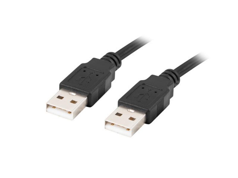 Cablu de date, Lanberg, USB-A tata – USB-A tata, 1.8m, 480 Mbit/s, Negru