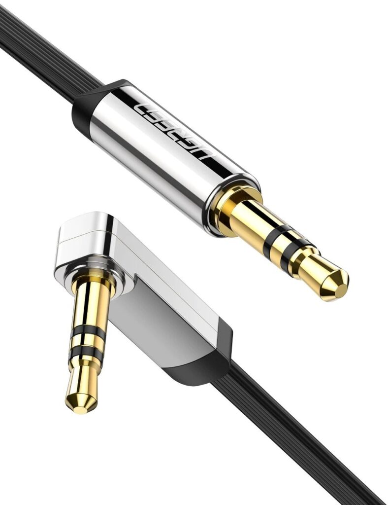 Cablu Audio Ugreen AV119 Angled Flat Jack 3.5mm 1m, Black