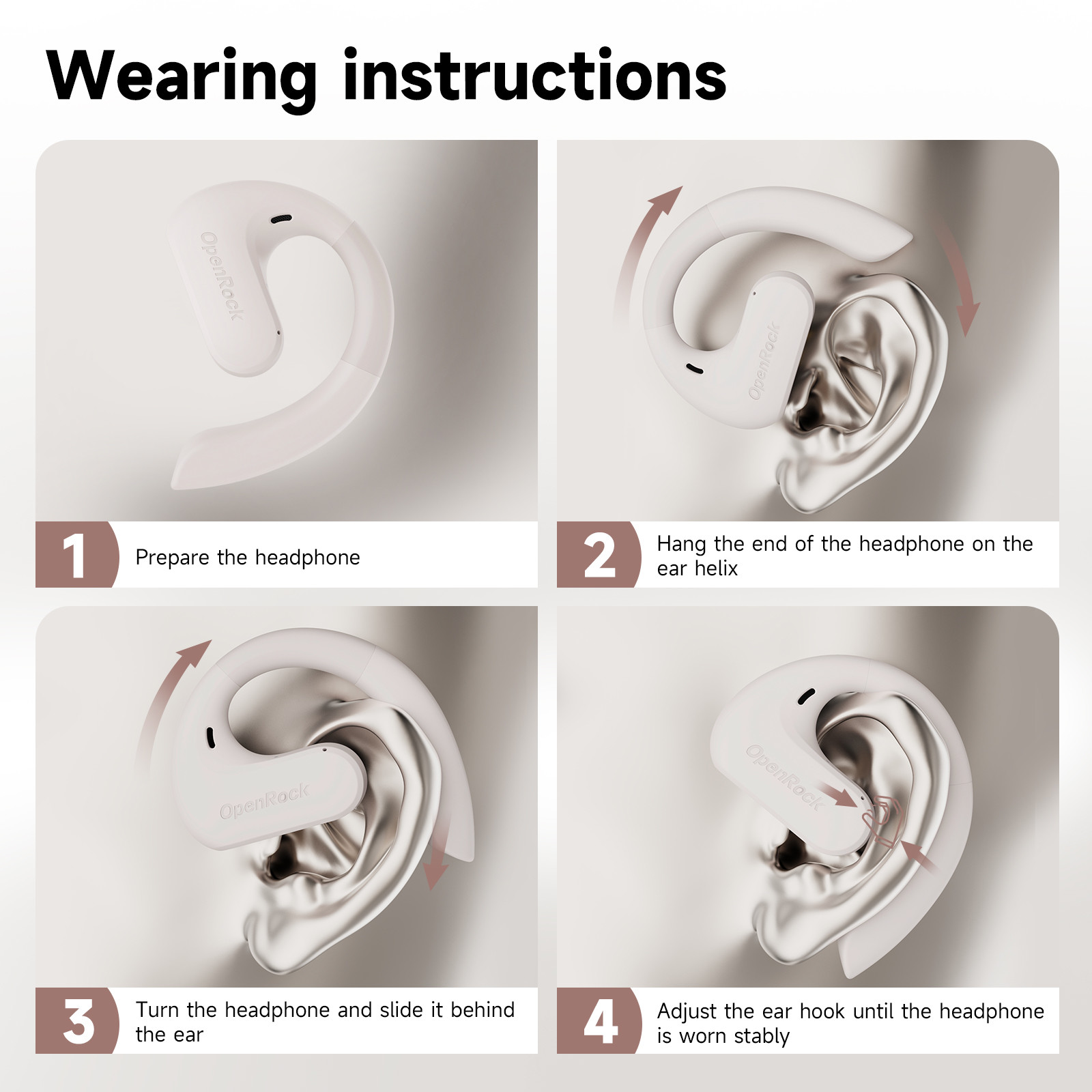 Casti wireless OneOdio OpenRock S TWS, Bluetooth 5.3, IPX5, Crem 5 Casti wireless OneOdio OpenRock S TWS, Bluetooth 5.3, IPX5, Crem - imagine 5